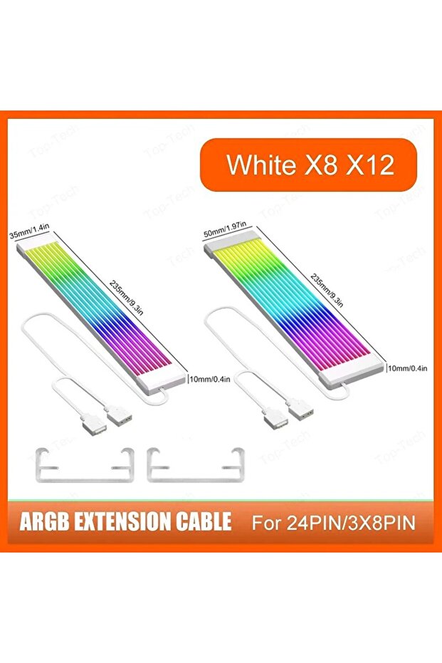 White-X8X12 Suitable for Power Cables, Pc Rgb Light Strip, Pc Rgb Gpu 5V 3Pin Argb Synchronized Pc E