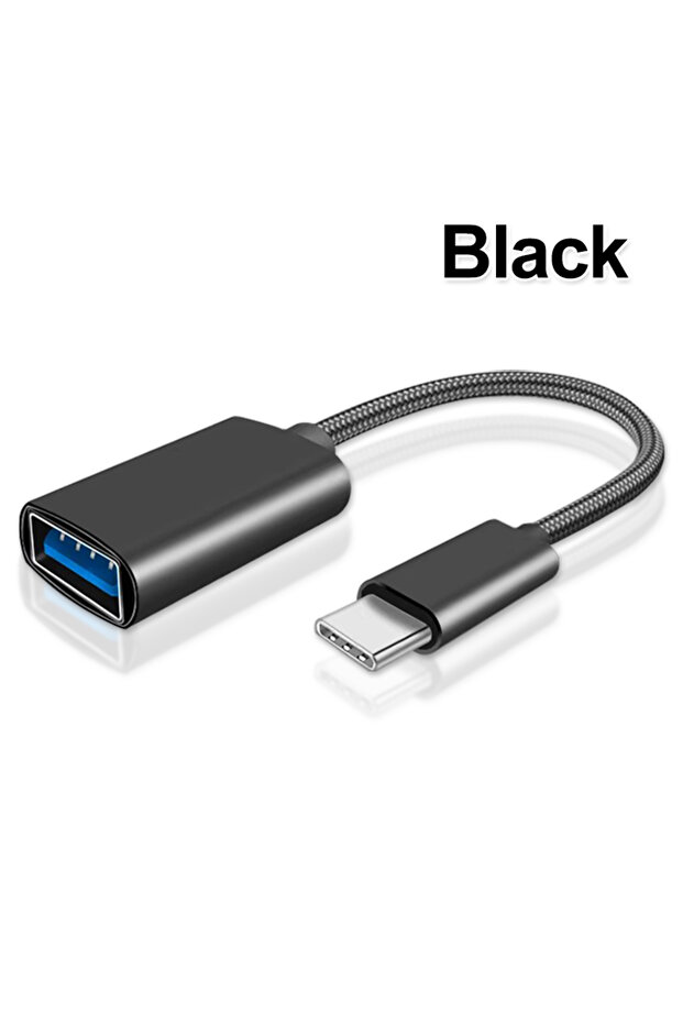 كابل بيانات USB C إلى USB OTG أسود اللون، محول USB من النوع C إلى USB ذكر إلى أنثى، كابل تمديد ومحول