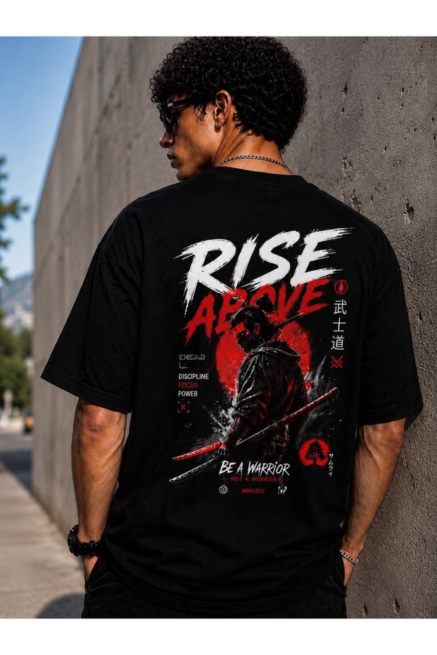 Rise Above Streetwear Printed Black Men's T-Shirt
