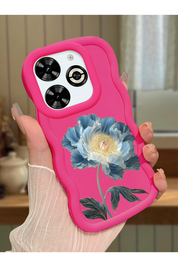 Infinix Smart 8 Plus Compatible Case Camera Protector Red Silicone Couple Phone Case Floral Pattern