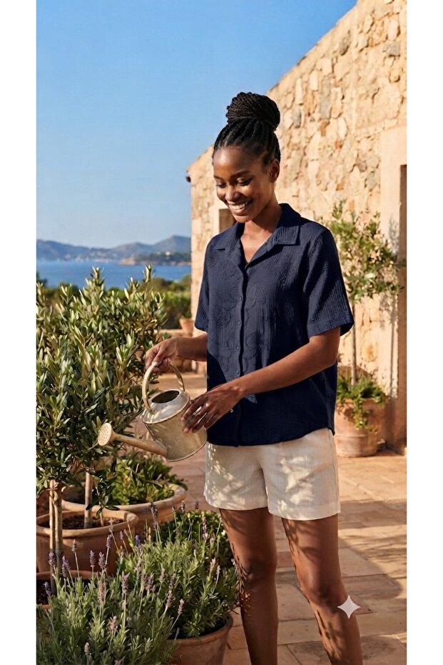 Short Sleeve Muslin Shirt
