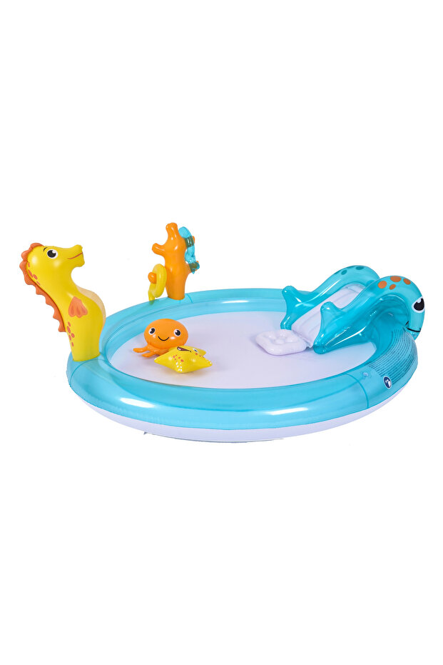 215cm Rectangular Inflatable Splash Pool for Kids, Multicolour