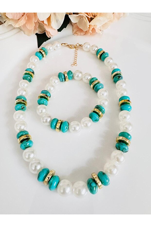Pearl Design Necklace Bracelet Set of 2