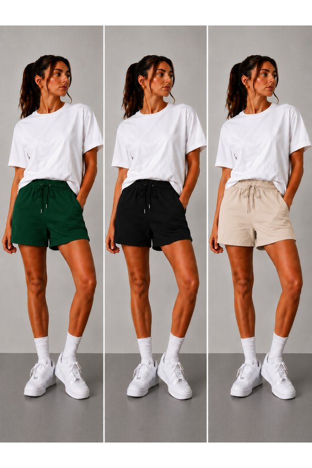 3-Pack Advantageous Pack Women's Lace-Up Double Pocket Comfortable Cut Shorts