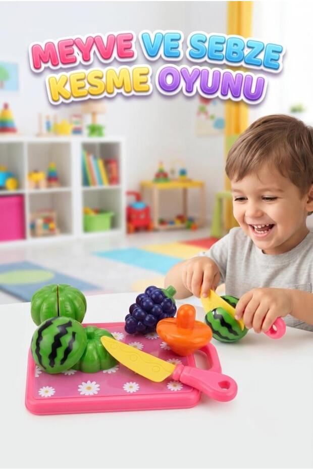 Cuttable 12-Piece Fruit and Vegetable Toy Set That Develops Hand Skills - Educational House Play Game