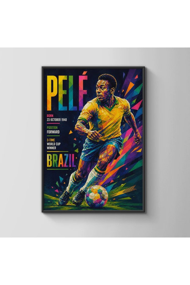 Pelé Brazil 3x World Cup Winner Gallery Wrapped Canvas | 40x60 cm / 16x24 inch | Football Legend Wall Art