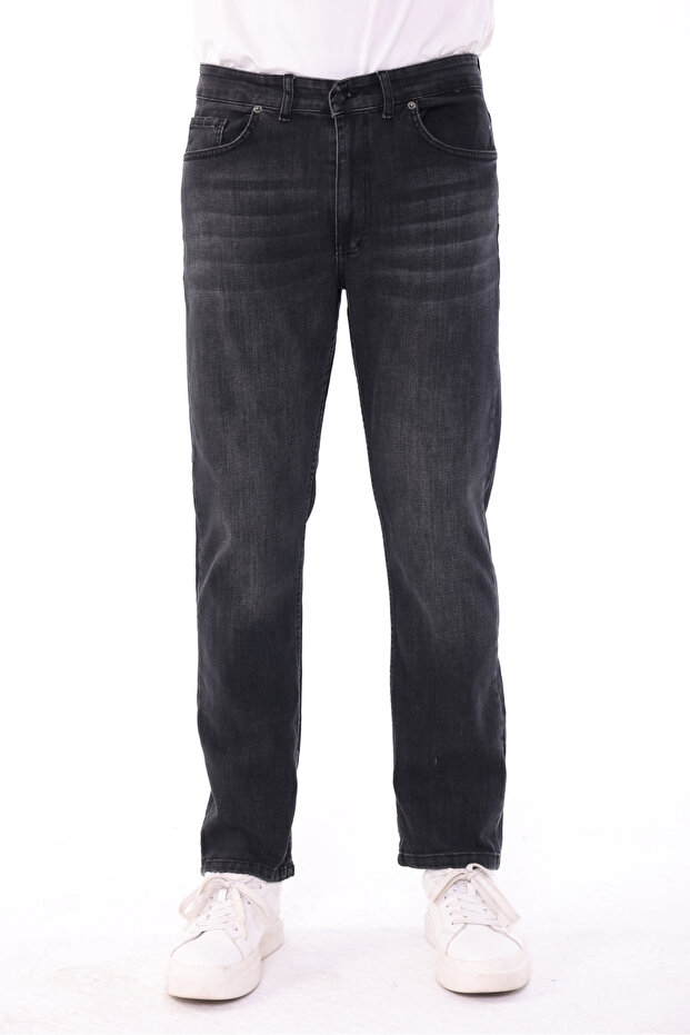 Men's Anthracite Effect Non-Knee-Marking Cotton Flexible Denim Jean Trousers Regular Fit