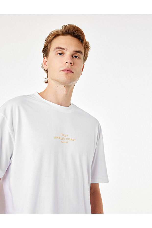 Cotton Short Sleeve Crew Neck Oversize Back Printed T-Shirt