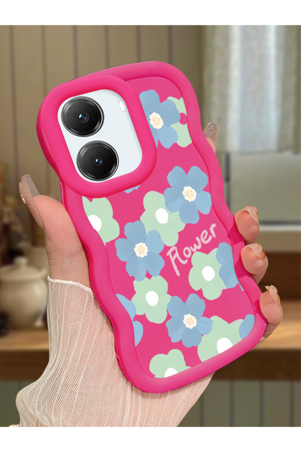 Poco X7 Pro Compatible Case Camera Protector Red Silicone Couple Phone Case Floral Pattern