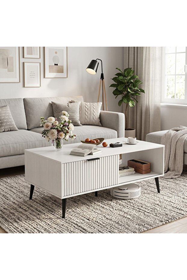 Coffee Table with Storage, 105 x 55 x 41.5 cm for Home & Office