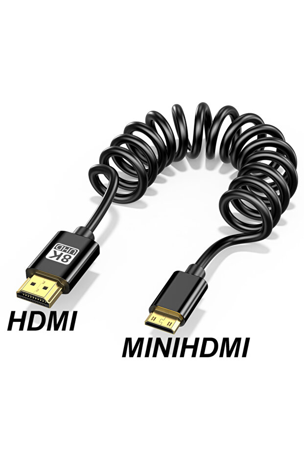 كابل MINIHDMI 1M 8K@60HZ UHD عالي السرعة متوافق مع HDMI، سلك HDMI صغير/مايكرو ملفوف