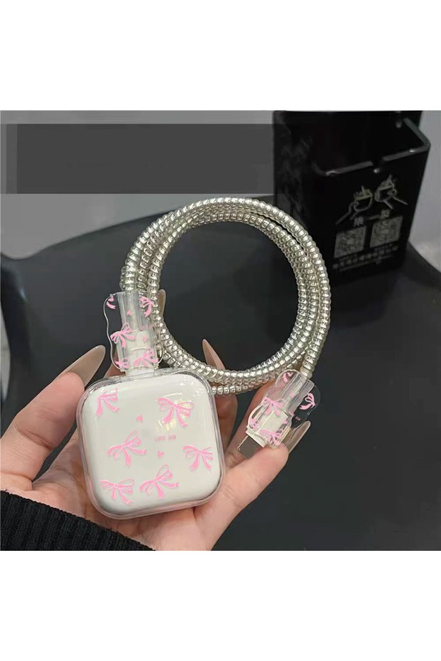 Pink Full Protection Case for Apple 40W Power Adapter, All-Inclusive Anti-Drop & Anti-Scratch Protec