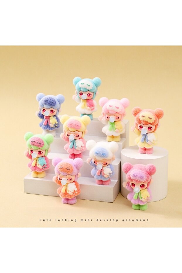 Bandai 1pcs random Cute Flocking Chinese-Style Nanci Blind Box Trendy Toys, Blind Boxes Blind Bags,