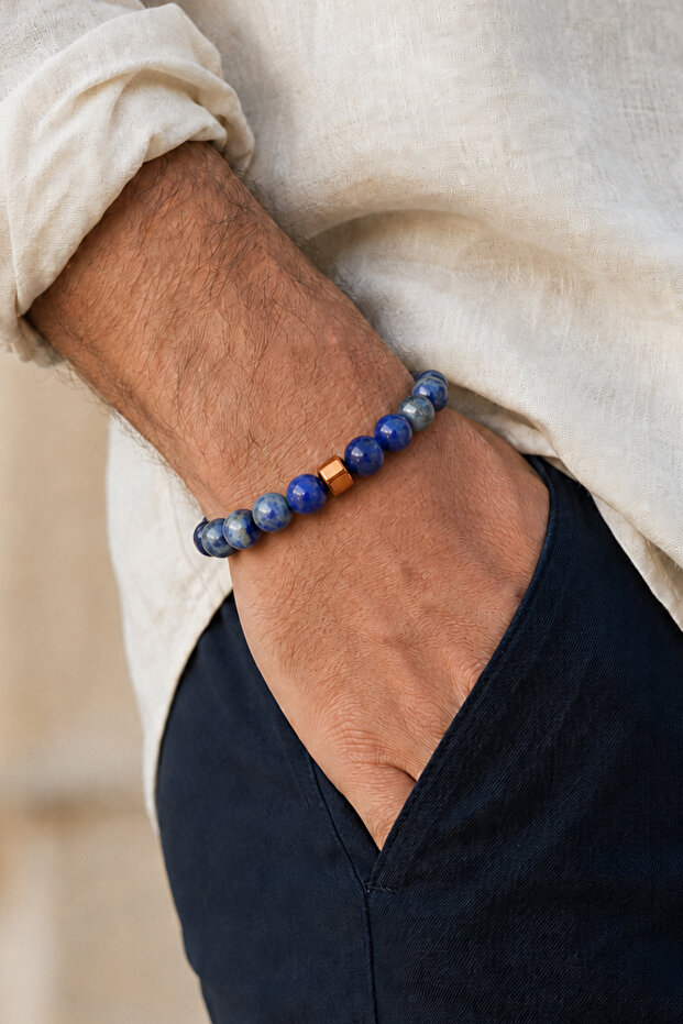 Lapis Lazuli Men's Bracelet | Wisdom & Communication Power | Natural Stone