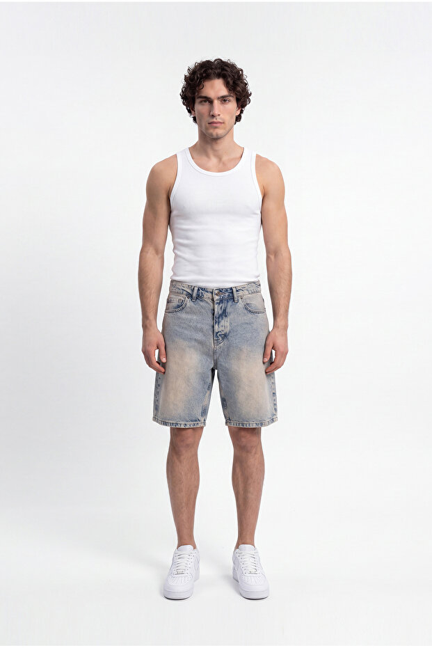Men's Boyfriend Washed Jean Shorts Blue