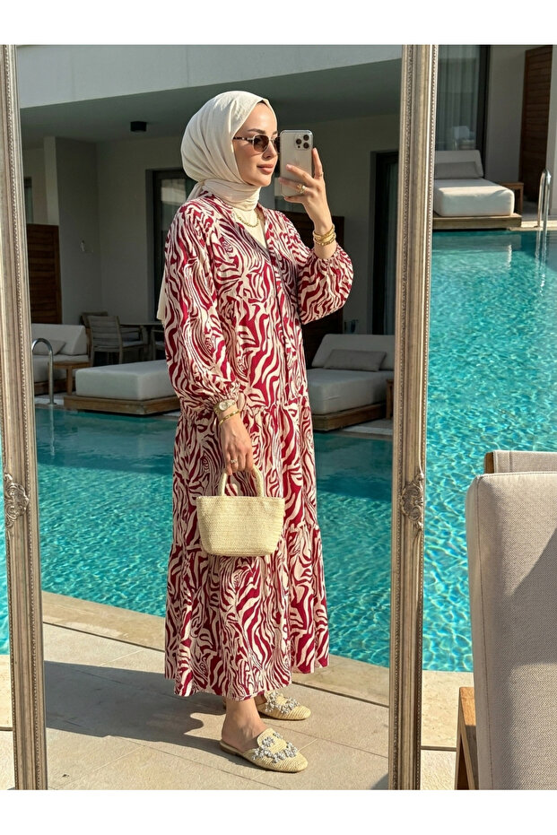 فستان فيسكوز بنمط الحمار الوحشي للنساء