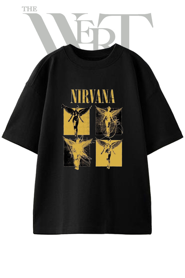 Nirvana in Utero Design Printed Unisex Black Oversize T-Shirt