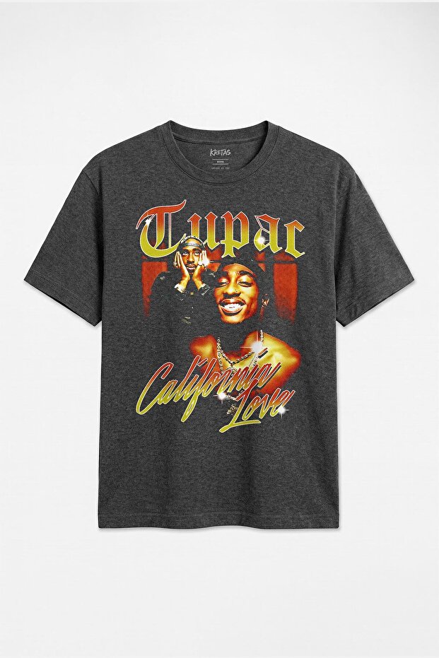 Tupac Shakur 2Pac California Love West Coast 90S Rap Music Unisex Regular Anthracite Melange T-Shirt