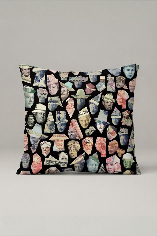 Colorful Cat Faces Collage Throw Pillow Cover 142 – Cat Crowd Design 40 X 40 cm