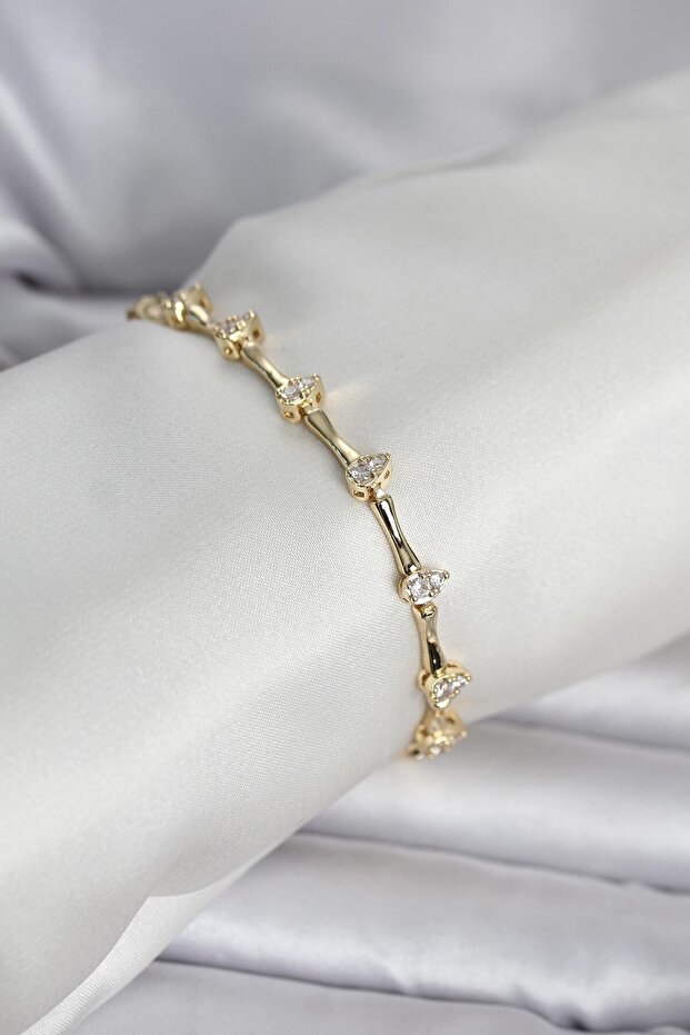Brass Gold Color Drop Model Zircon Stone Women's Bracelet