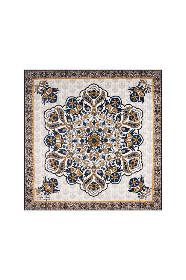 Rumi Pattern Silk Handkerchief Scarf Dg10062-2