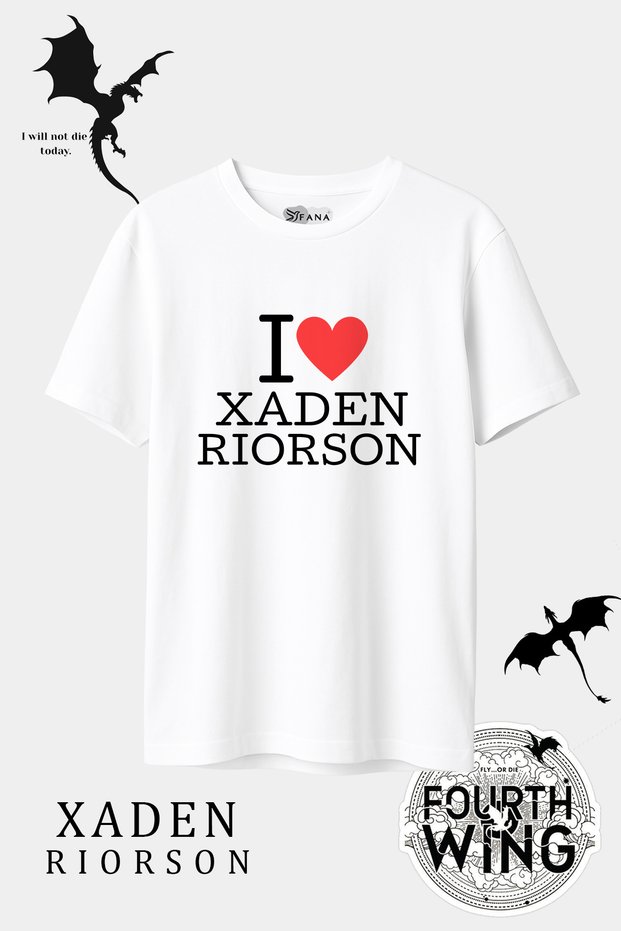 Xaddy Xaden Riorson Printed Unisex Oversize T-Shirt Fourth Wing Themed 100% Cotton T-Shirt