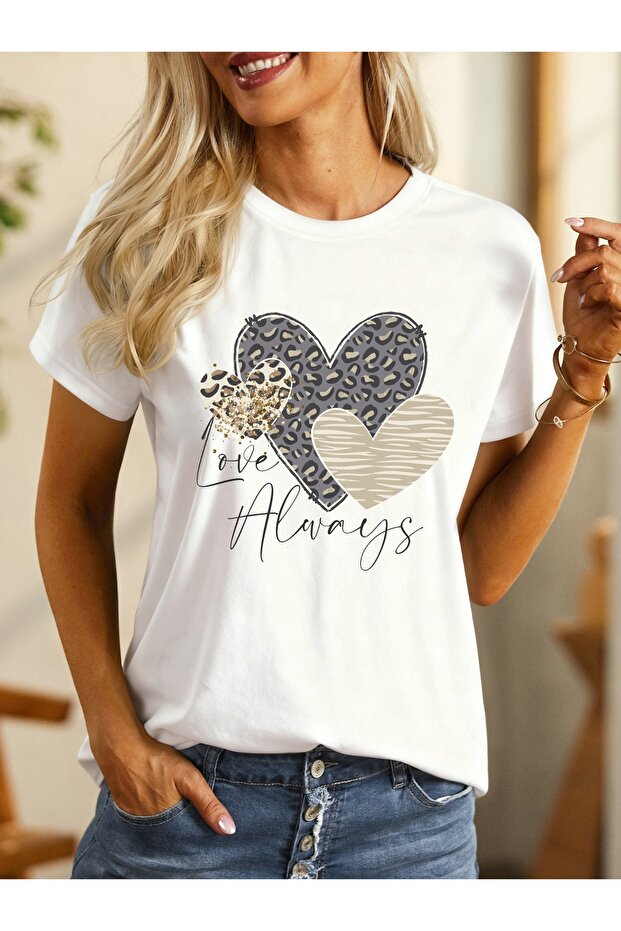 Women's Mix Printed Crew Neck Regular Fit T-Shirt