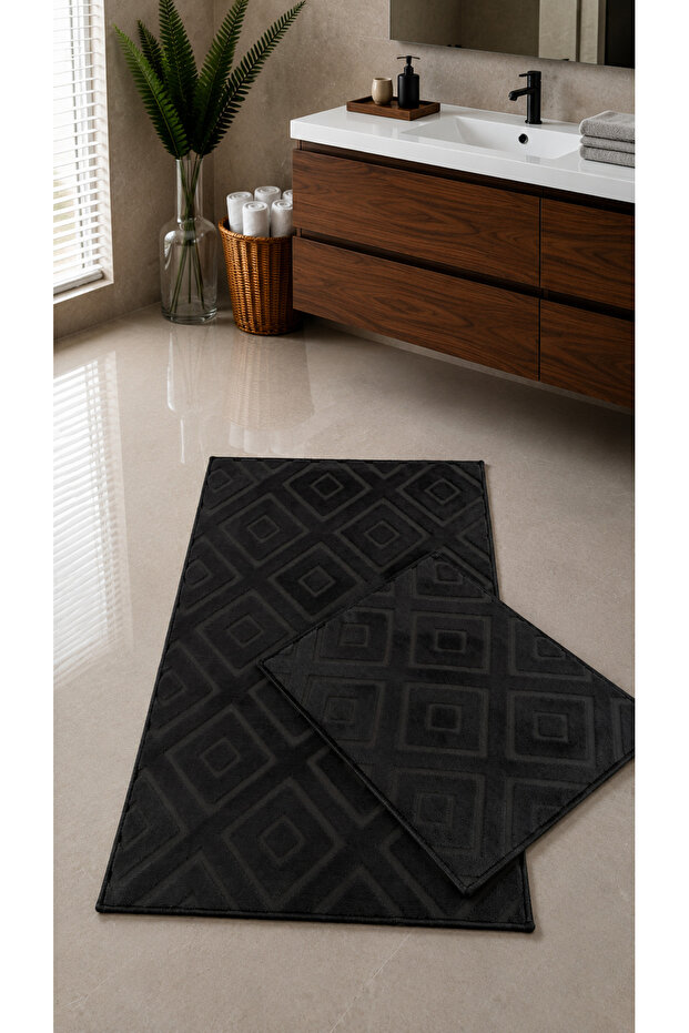 2-Piece Washable Non-Slip Base Bathroom Mat Set