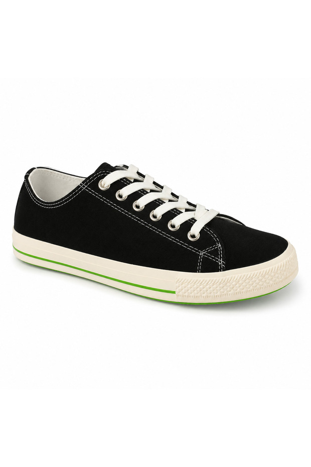 Women's Black Linen Sneaker Casual Sports Shoes – Lace-Up Comfortable Walking and Daily Use Shoes