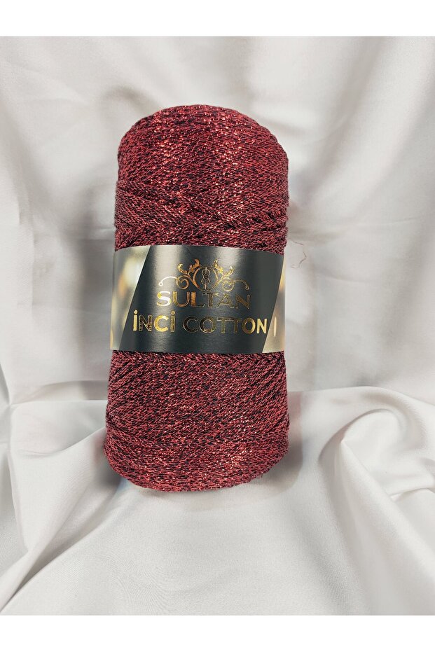 İnci Cotton Burgundy Sim Hand Knitting Yarn (1 Piece) (Macrame Yarn) Color:414