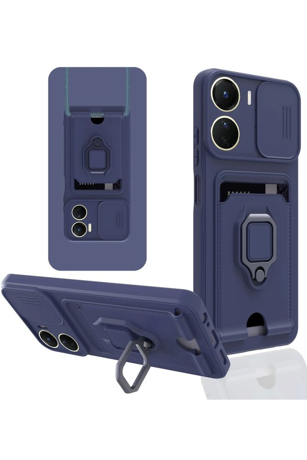 Aconcept Vivo Y16 Case Zuma Silicone with Business Card Holder and Ring (221514) - Navy Blue