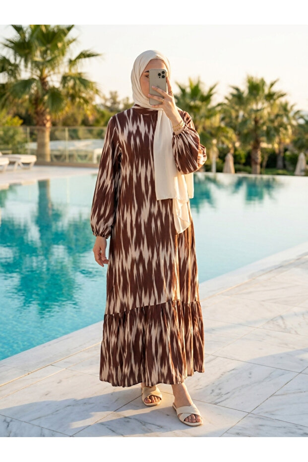 Women's Viscose Batik Patterned Hijab Dress