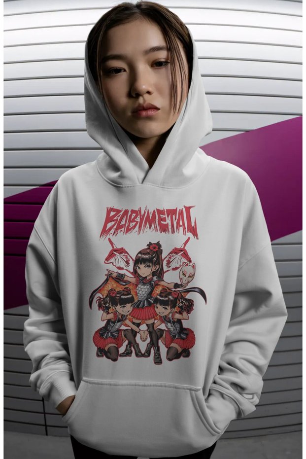 Baby Metal Rock Metal Music Band Back Printed Unisex Oversize Premium Hoodie