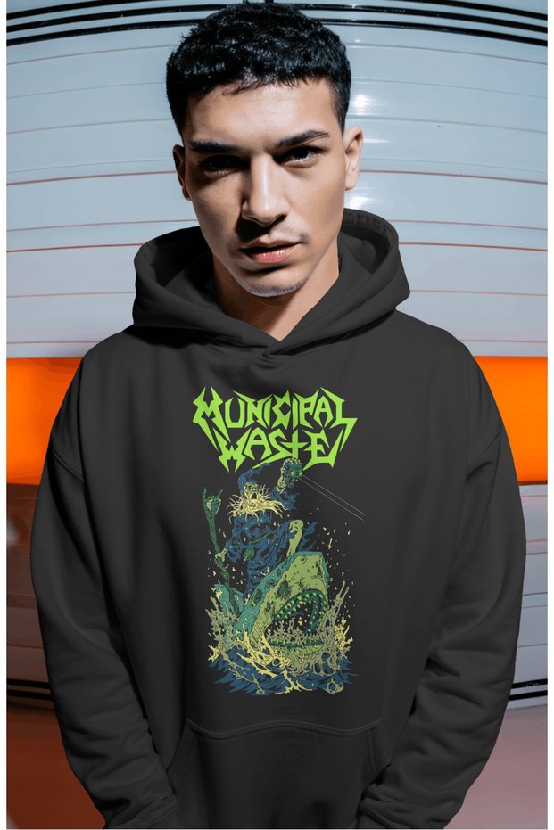 Municipal Waste Rock Metal Music Band Back Printed Unisex Oversize Premium Hoodie