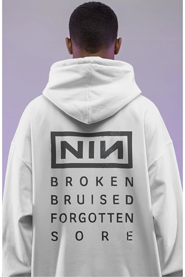 Nin Rock Metal Music Band Back Printed Unisex Oversize Premium Hoodie