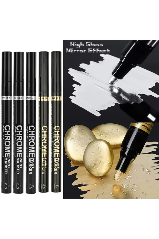 3pcSilver -2pc Gold 1/3/5/12pcs Chrome Mirror Marker Pen Set Waterproof Ink DIY Reflective Paint Pen