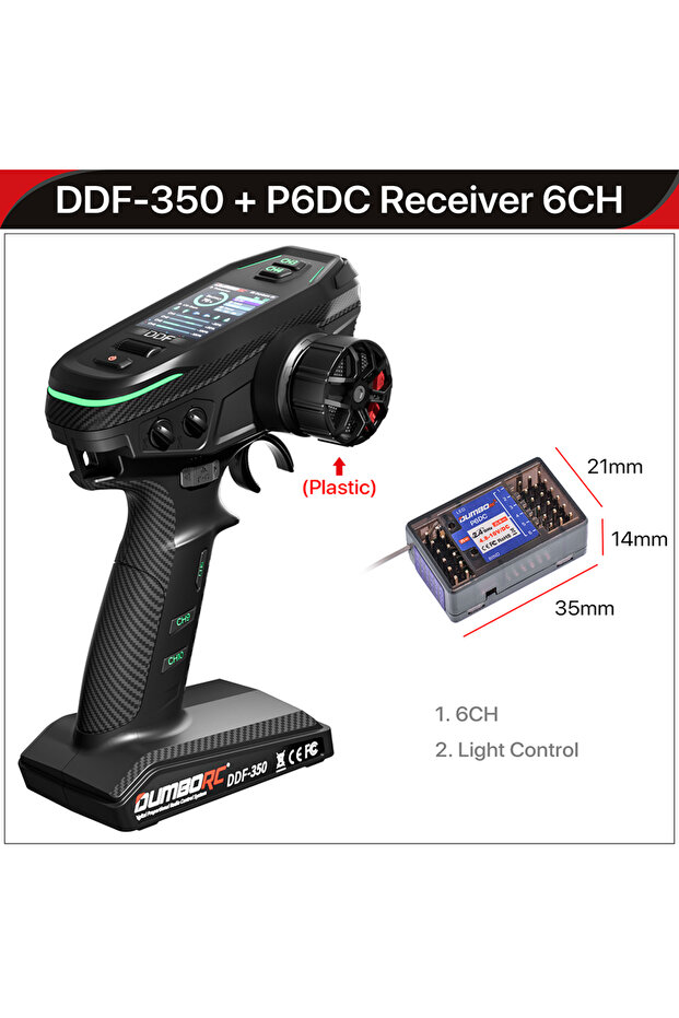 جهاز تحكم عن بعد رقمي بلاستيكي RC-P6DC DUMBORC 2.4G 10CH مع جهاز إرسال DDF-350 ومستقبل