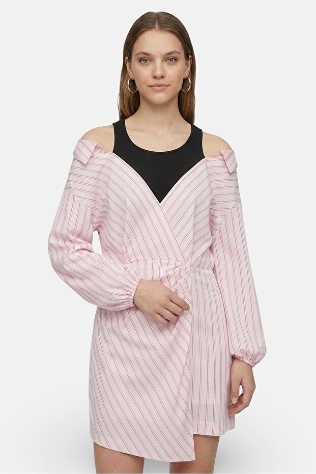 Women Stripe Mini Dress, Pink