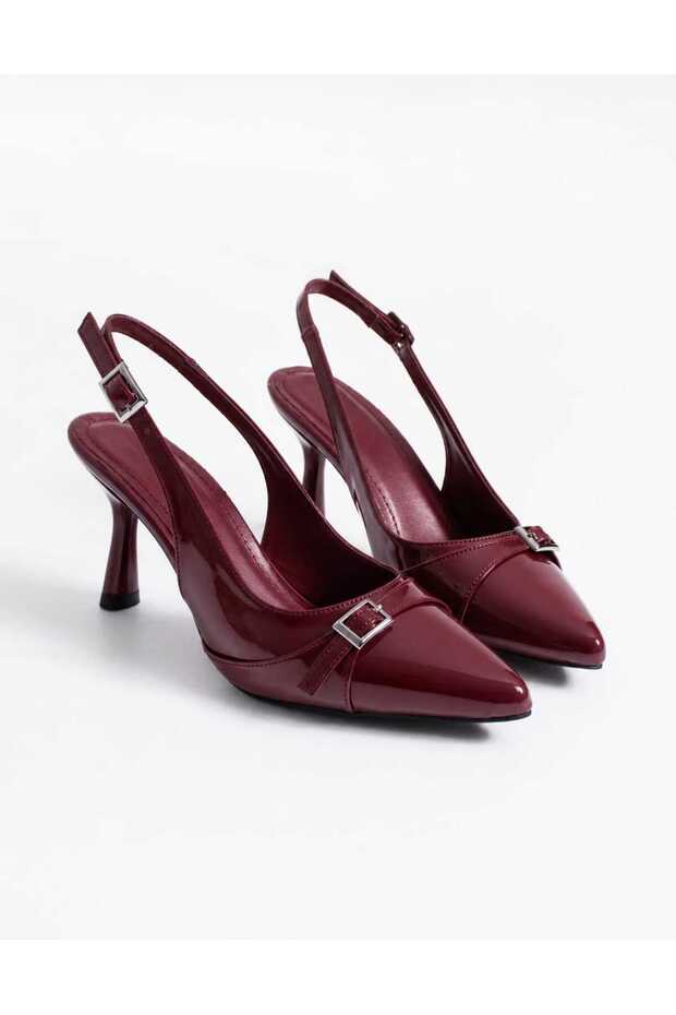 Women's Patent Leather Biyana Model Buckle Detailed Evening Dress Stiletto Classic Heeled Shoes