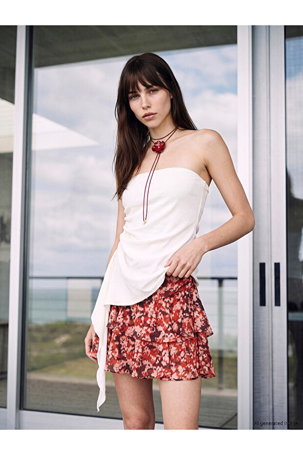 Trendlucky Slim Fit Floral Layered Mini Skirt with Shorts