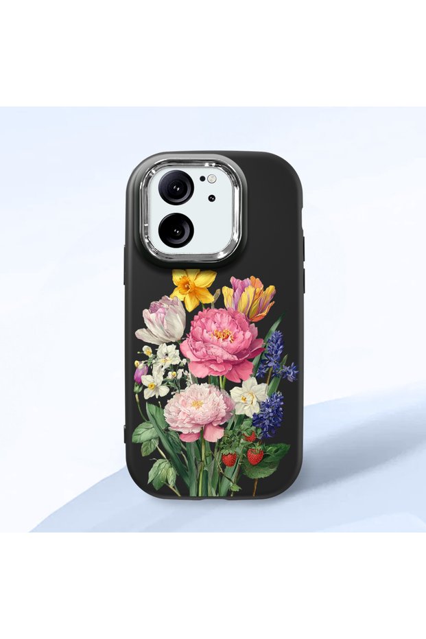 Mi 13t Pro Compatible Case Camera Protective Black Silicone Couple Phone Case Floral Pattern