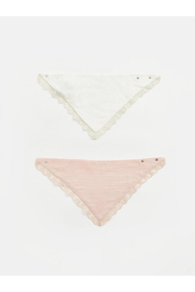 Lace Detailed Baby Girl Bib Set of 2 (W6)