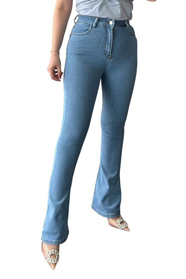 Women's Light Blue High Waist Spanish Flare Jeans