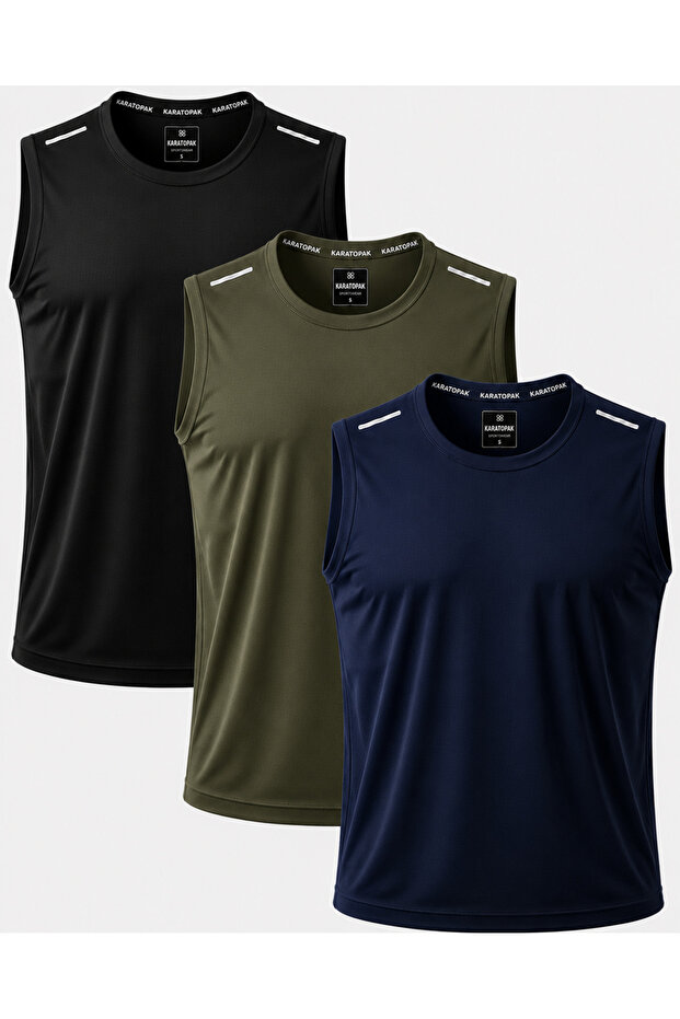 3-Pack Quick Dry Breathable Athletic Technical Athlete Zero Sleeve T-Shirt