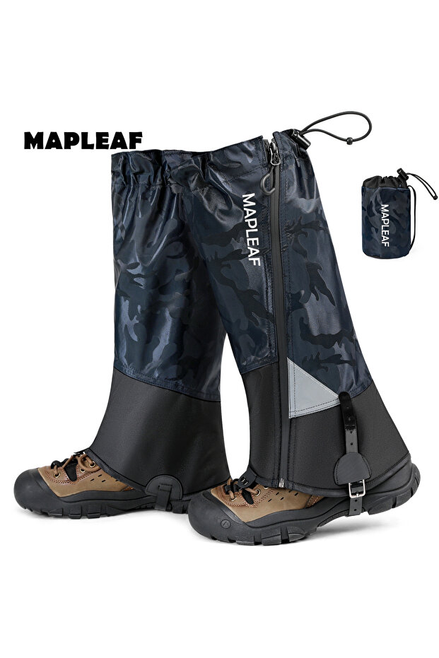 L Blue MAPLEAF Snow Gaiters Waterproof Lightweight 600D Oxford TPU Band Steel Hook Reflective for Al