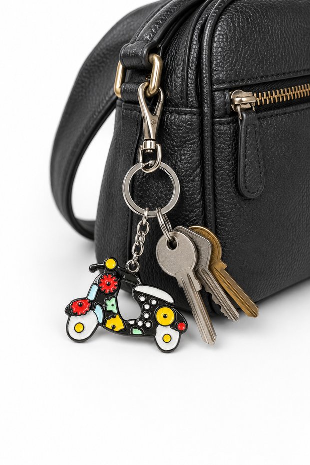 Colorful Scooter Design Metal Keychain – Stylish and Fun Gift Keychain