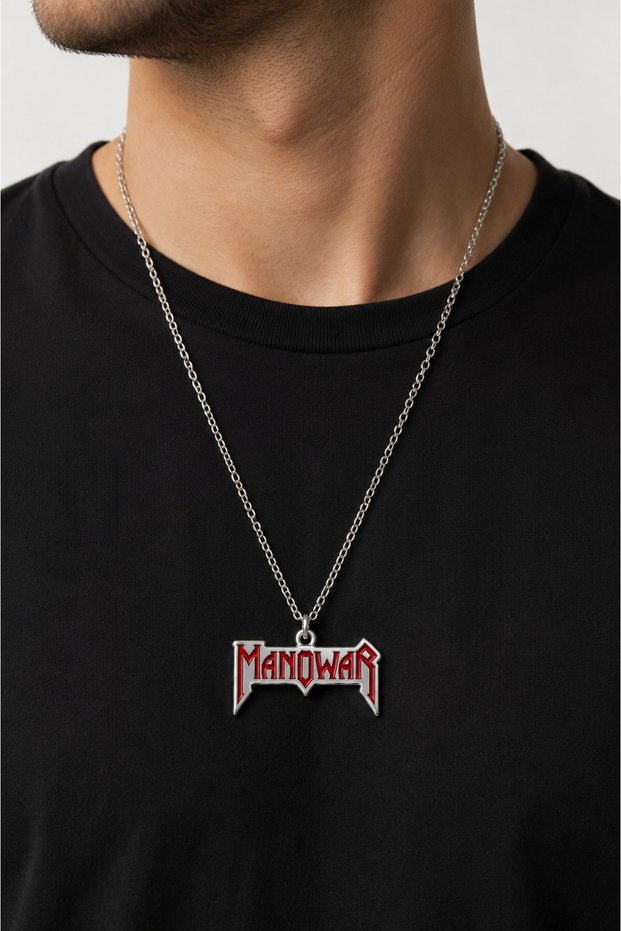 Manowar Logo Red Detailed Metal Music Band Necklace Gift