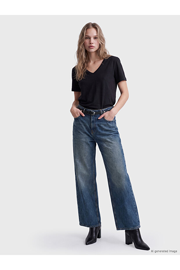 Lcw Jeans Indigo Wideleg Women's Jean Pants