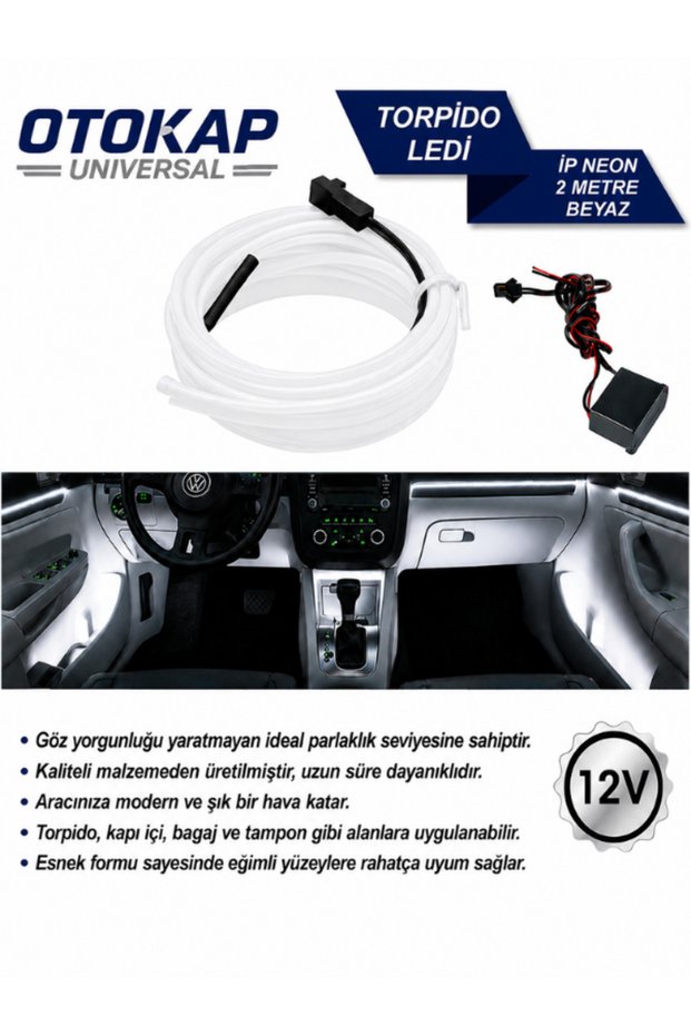 In-Car Dashboard Led Strip Led Ip Neon White 2 Meters Ambient Lighting Decorative Led Universal
