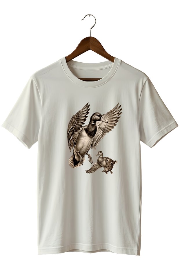 Duck Printed Unisex T-Shirt – Duck Hunting Outdoor Nature Themed Crew Neck